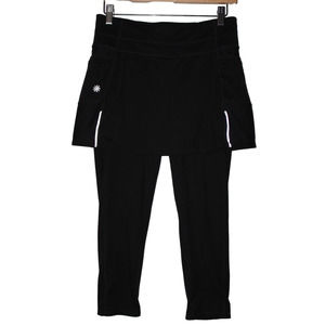Athleta 212397 Be Free 2 In 1 Black Athletic Skirt Crop Leggings Womens Sz Small